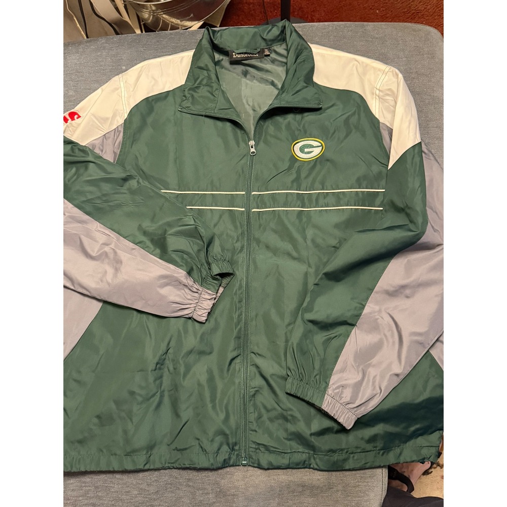 Dunbrooke Green Bay Packers Windbreaker Jacket Mens XL Full Zip Green Grey White